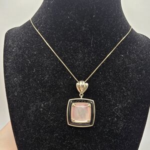 WK Whitney Kelly Signed 925 Sterling Black Onyx & Mother of Pearl Necklace